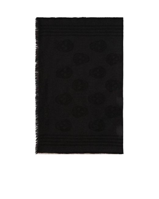 Alexander McQueen Black Skull Printed Scarf