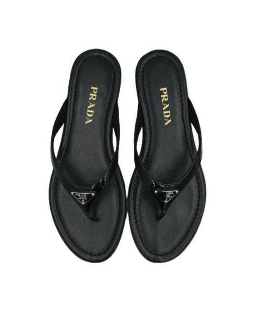 Prada Black Round-Toed Flip-Flops