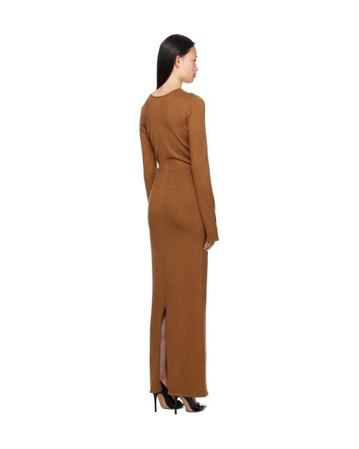 Magda Butrym Brown Long-Sleeved Hollow Dress