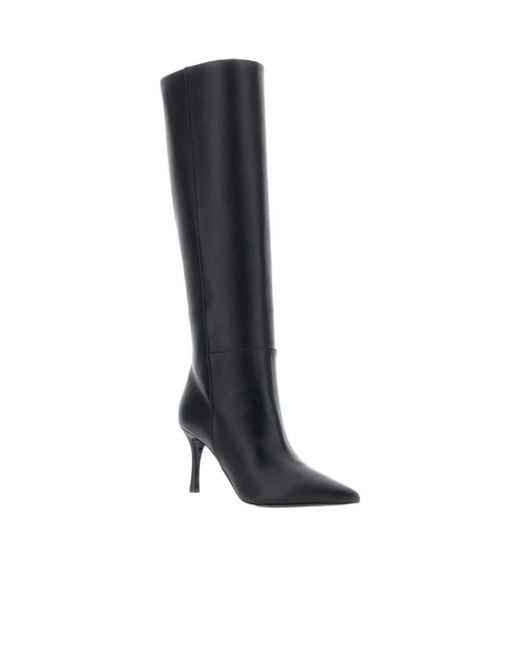 Pollini Black Pointed-Toe Tall Boots