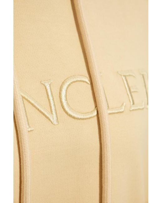 Moncler Natural Logo Embroidered Drawstring Hoodie