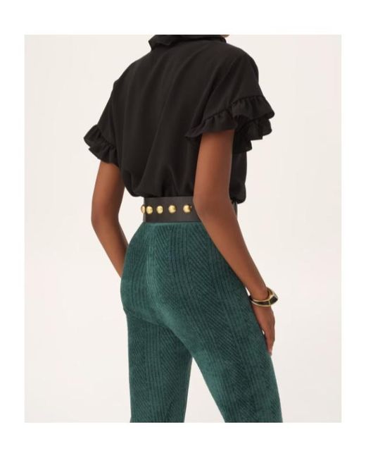 Chloé Black Short-Sleeve Ruffle Top