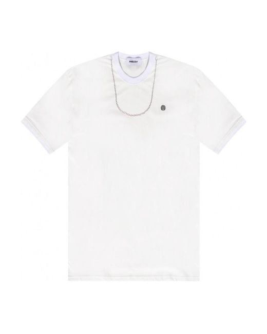 Ambush White Chain Collar Detail Crewneck T-Shirt for men