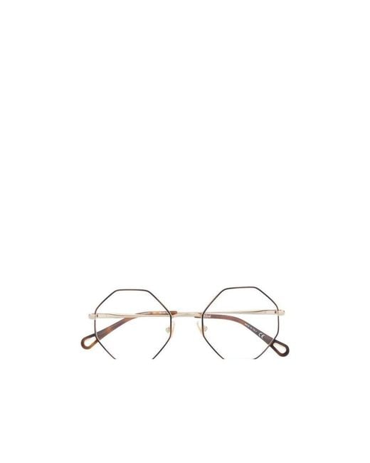Chloé Natural Chloé Eyewear Round Frame Glasses