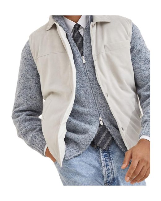 Brunello Cucinelli Blue Sleeveless Buttoned Vest for men
