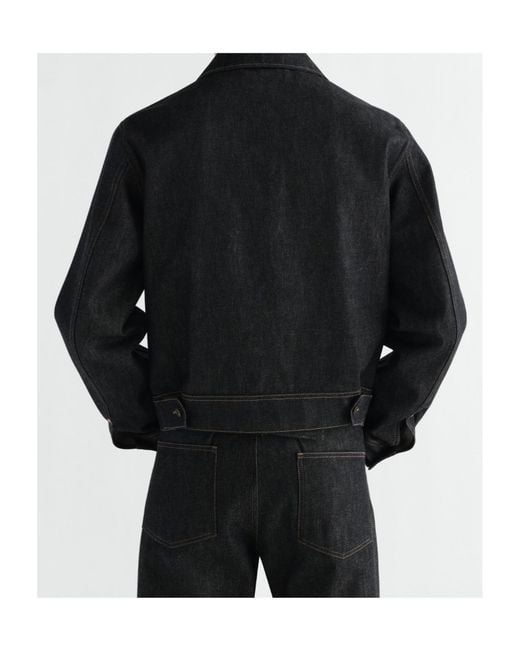 Lemaire Black Trucker Contrast-Stitch Denim Jacket for men