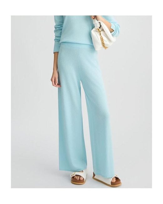 Liu Jo Blue Logo-Embroidered Flared Trousers