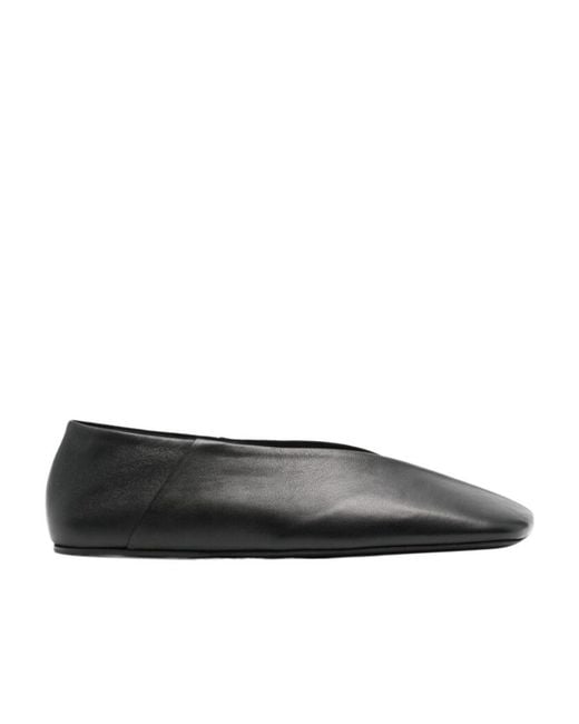Jil Sander Black Square-Toe Slip-On Ballerina Shoes