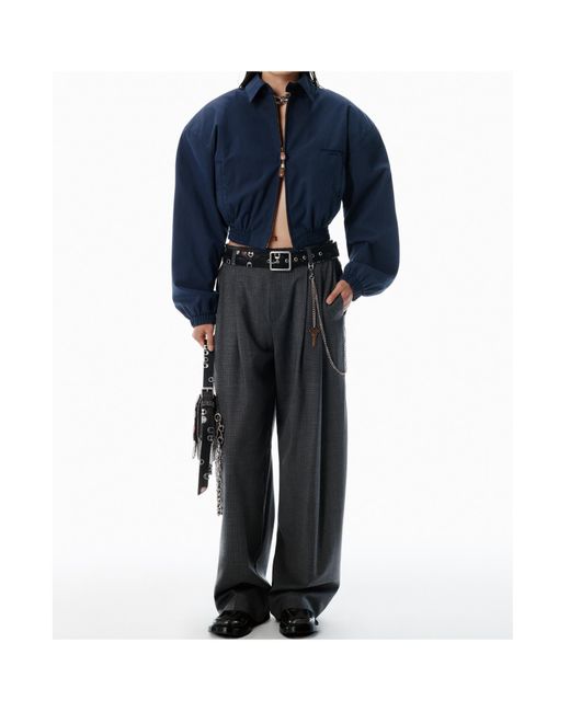 Alexander Wang Gray Chain-Detailed Pleated Trousers