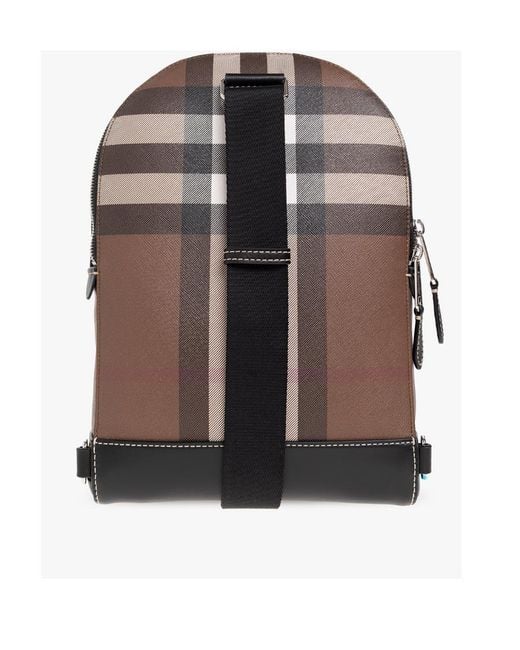Burberry Brown Exaggerated Check Backpack for men