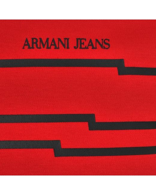 Armani Jeans Red Logo Pattern T-Shirt for men