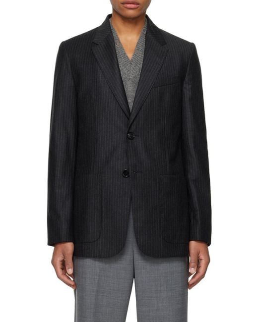 AMI Blue Pinstriped Single-Breasted Tailored Blazer for men