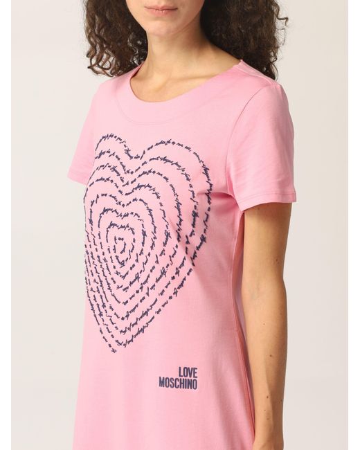 Moschino Pink 3D-Heart Jersey T-Shirt Dress