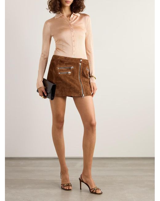 Tom Ford Natural Long-Sleeved Knitted Bodysuit