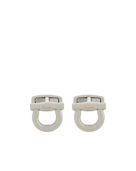 Ferragamo Metallic Ferragamo Logo Engraved Cufflinks for men