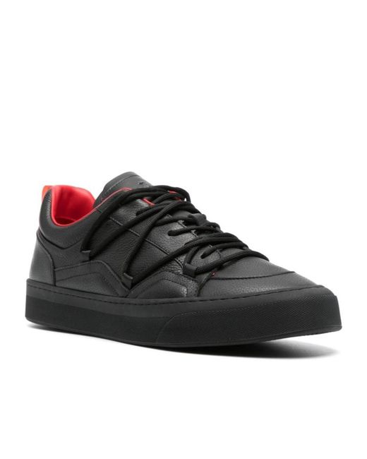 Ferrari Black Lace-Up Low-Cut Casual Shoes for men