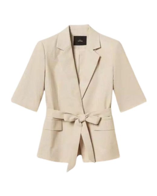 Twinset Natural Short-Sleeve Belted Blazer