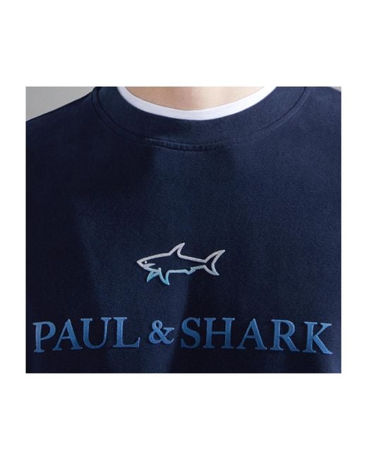 Paul & Shark Blue Logo Printed Crewneck Sweatshirt for men
