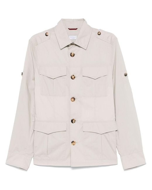 Brunello Cucinelli White Multi-Pocket Jacket for men