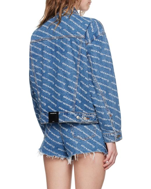 Alexander Wang Blue Logo-Printed Denim Coat