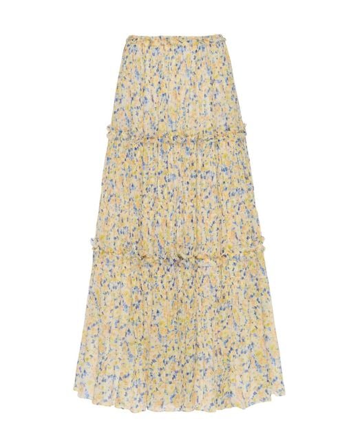 Ulla Johnson Natural Floral Midi Skirt