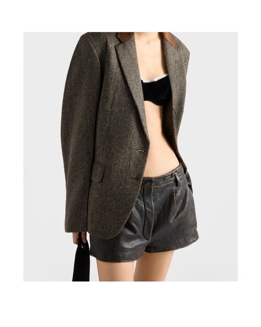 Prada Brown Single-Breasted Chevron Jacket