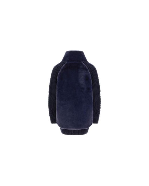 Herno Blue Knitted Fur Coat