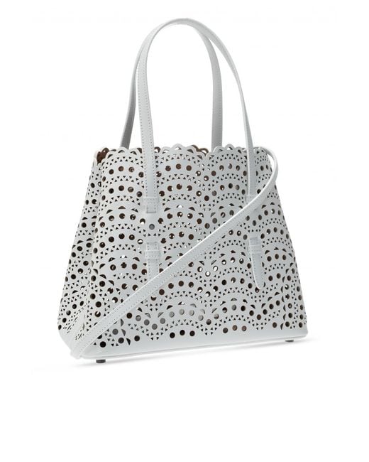 Alaïa White Alaïa Mina 25 Laser-Cut Tote Bag