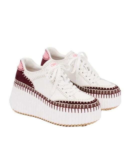 Chloé Pink Chloé Nama Platform Sneakers