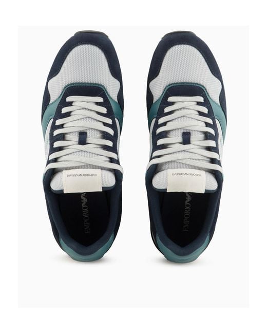 Emporio Armani Blue Lace Up Sneakers