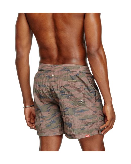 DIESEL Gray Rio-41-Utlt Logo Printed Swim Shorts for men