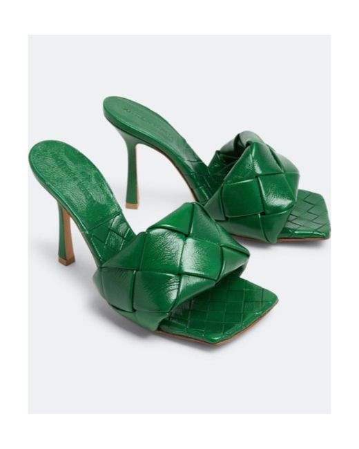 Bottega Veneta Green Lido Slides