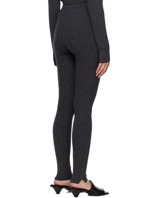 Totême Gray Skinny-Cut Ribbed Leggings