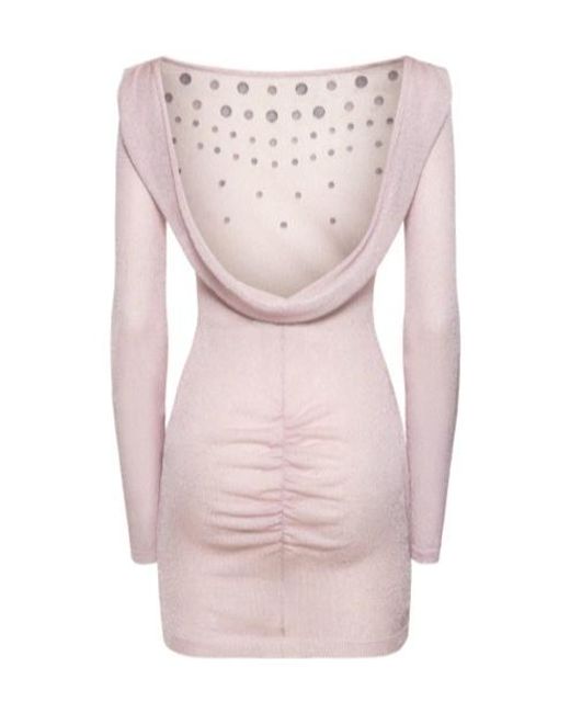Alessandra Rich Pink Backless Knit Mini Dress