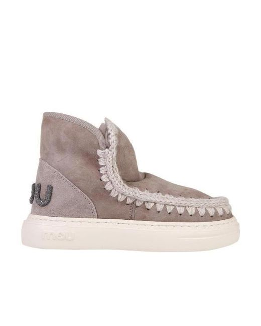 Mou Natural Eskimo Bold Logo Ankle Boots