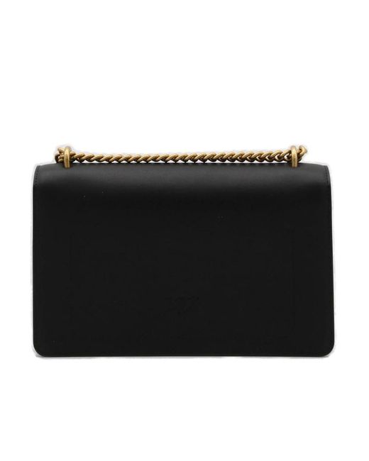 Pinko Black One Simply Classic Love Chain-Linked Shoulder Bag