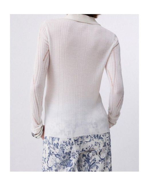 Liu Jo White V-Neck Knitted Top