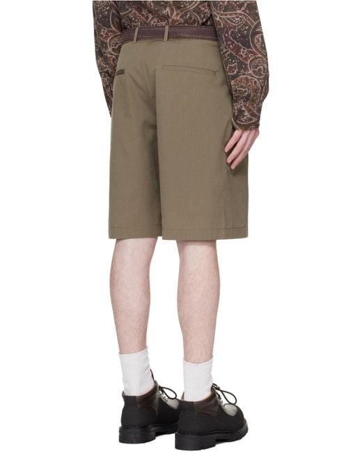Our Legacy Green Pleated Tailored Shorts for men