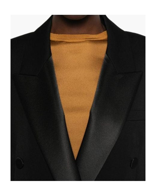 Saint Laurent Black Double-Breast Long-Sleeved Jacket