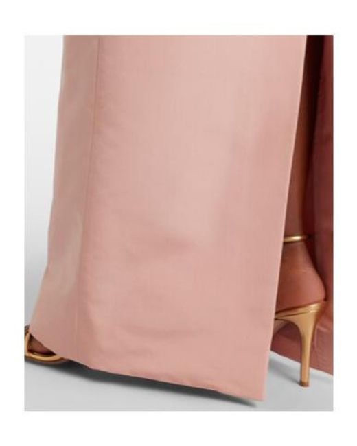 Oscar de la Renta Pink Bow-Detail Draped Silk Faille Gown