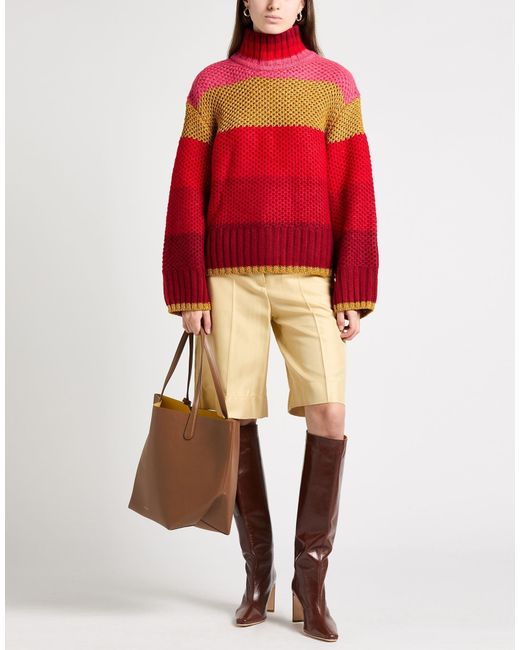 Farm Rio Red Striped Polo Neck