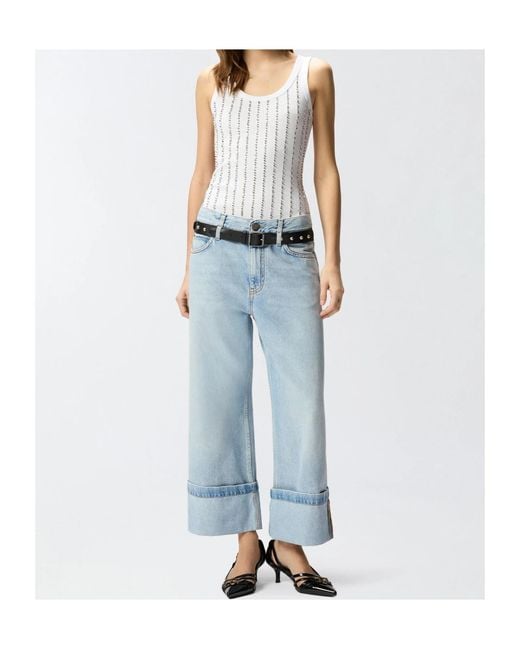 Pinko White Sleeveless Embellished Top