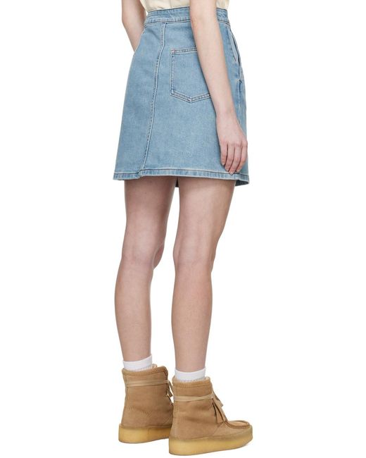 A.P.C. Blue Buttoned Denim Mini Skirt
