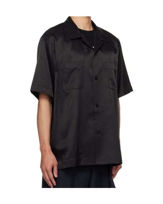 Sacai Black Lapel Short-Sleeved Shirt for men