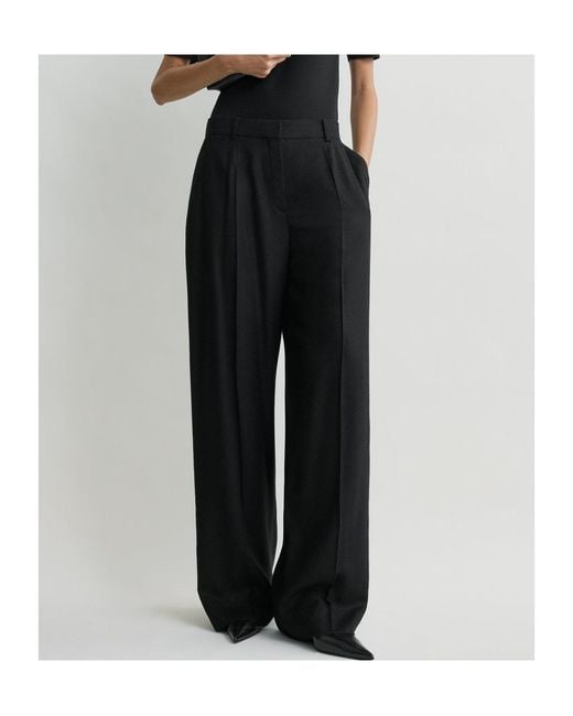 Totême Black Totême Pleated Wide-Leg Pants