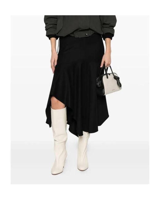 Alberta Ferretti Black Asymmetric Ruffled Skirt