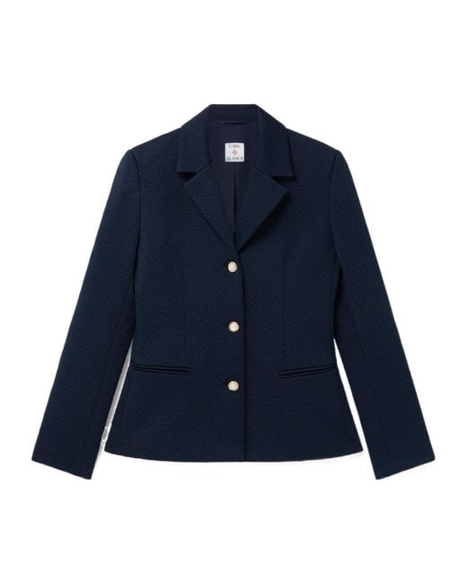 Casablanca Blue Jacquard-Knit Single-Breasted Jacket