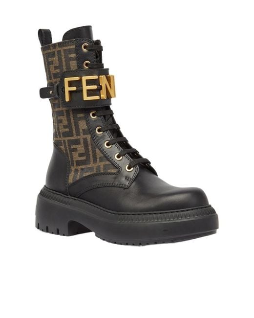 Fendi Black Graphy Biker Boots