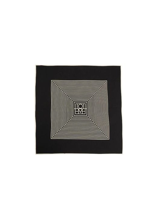 Totême Black Totême Stripe Printed Square-Shaped Scarf
