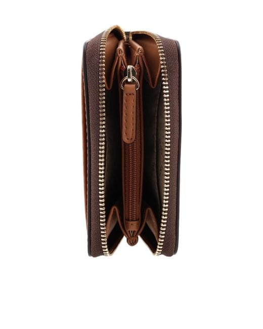 MICHAEL Michael Kors Brown Jet Set Small Signature Logo Zip-Around Card Case